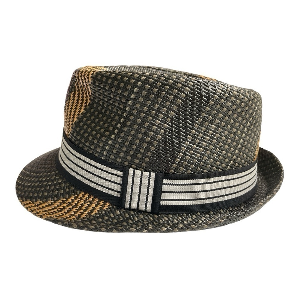 Angela & William Men's Hat L/XL Black & Tan 100% Paper Straw - Picture 6 of 13